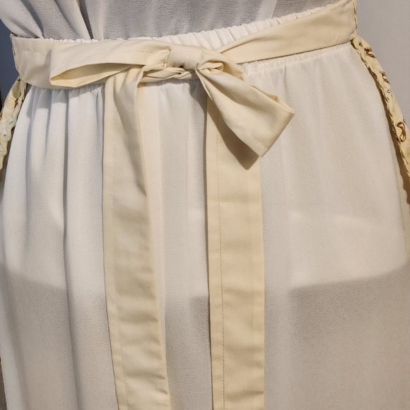 Handmade Half Apron Gold Cream Wedding Theme Print Ring Vintage Style Waist - Picture 4 of 10